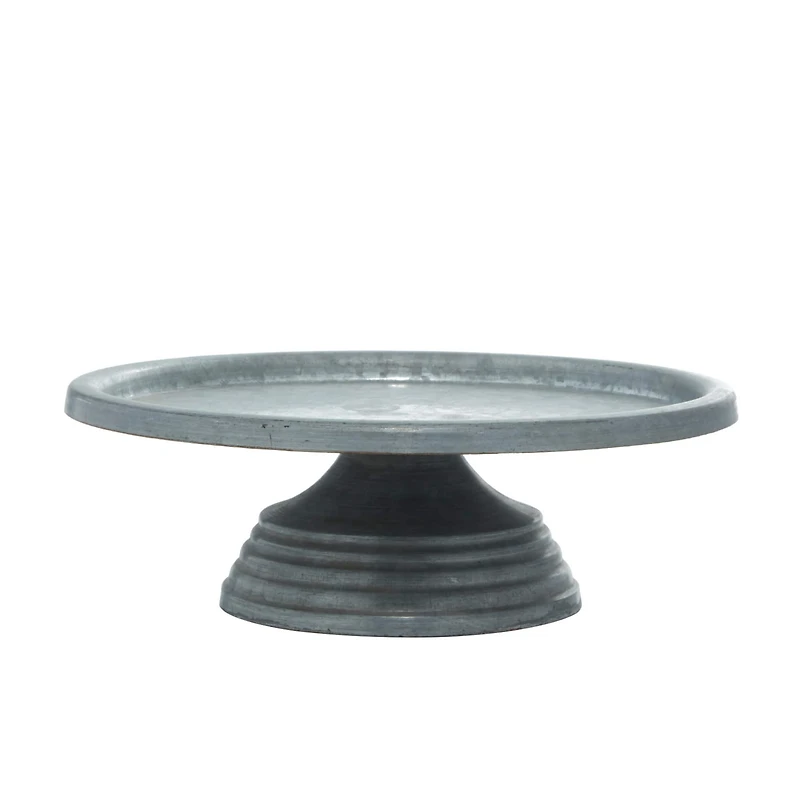 Grey Iron Farmhouse Cake Stand, 4" x 13" x 13"