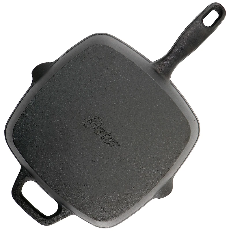 Oster Castaway 10'' Square Cast Iron Grill Pan with Pouring Spouts