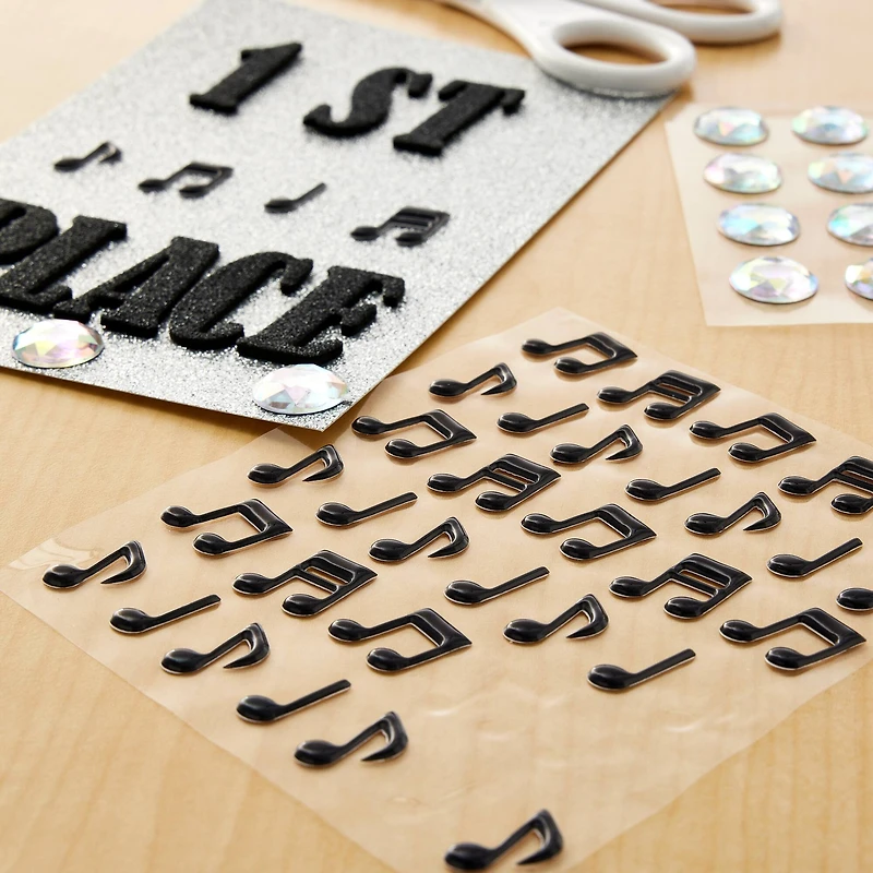 12 Packs: 36 ct. (432 total) Puffy Music Note Stickers by Recollections™ Signature™