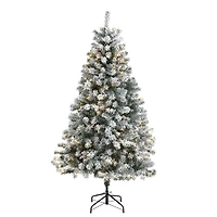 6ft. Pre-lit Flocked Rock Springs Spruce Artificial Christmas Tree with Clear LED Lights