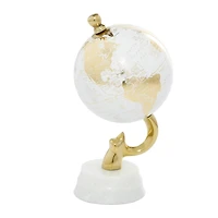 10" Gold Stoneware Coastal Globe