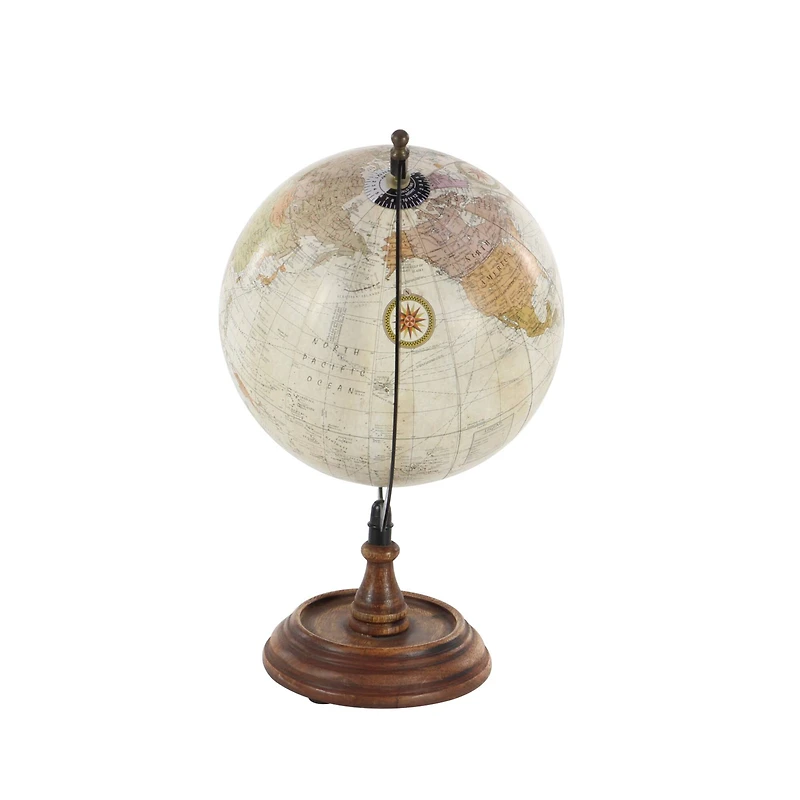 14" Brown Mango Wood Traditional Globe