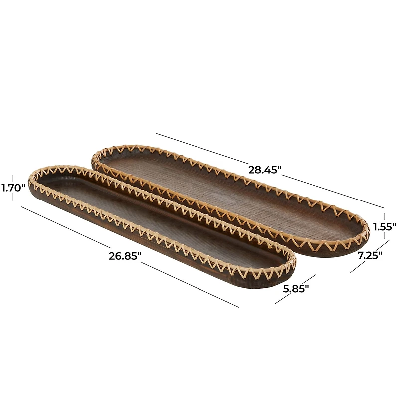 The Novogratz Dark Brown Mango Wood Nesting Tray Set