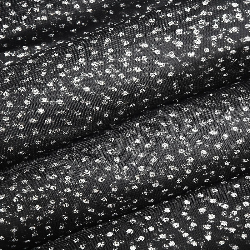 Feldman Black with Silver Glitter Dots Mesh