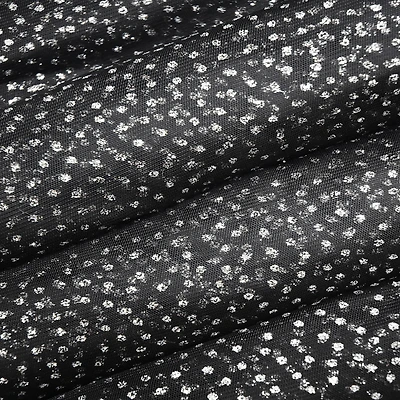 Feldman Black with Silver Glitter Dots Mesh