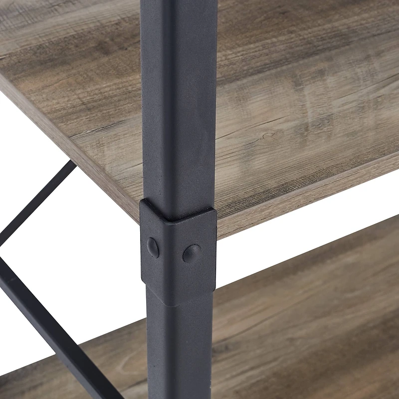 Walker Edison 64" Graywash Angle Iron Industrial Bookcase