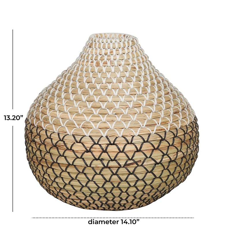 Brown Seagrass Handmade Woven Vase 14" x 14" x 13"