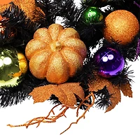 24'' Unlit Jack-O-Lantern in Witches Hat Halloween Pine Wreath