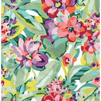 Caroline et Bettina Multicolor Belles Fleurs Peel & Stick Wallpaper