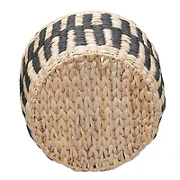 Household Essentials 20" Black & Natural Cattail & Paper Pillar Basket