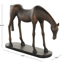 11.5" Bronze & Brushed Gold Polystone Horse Sculpture with Black Oval Base
