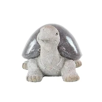 13" White Polystone Turtle Garden Sculpture