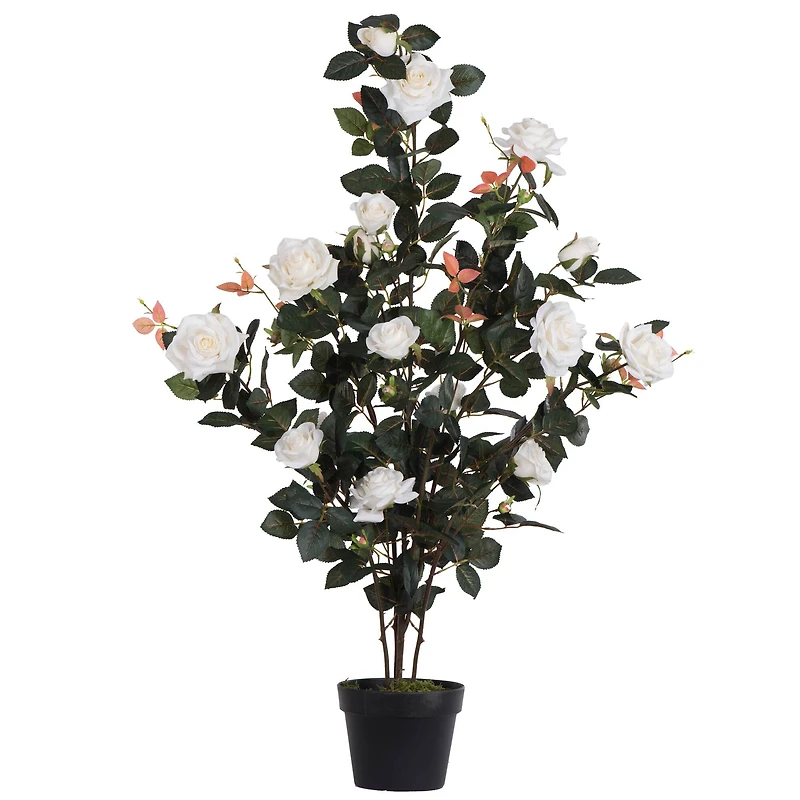 45" Artificial White Rose Plant in Pot