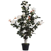 45" Artificial White Rose Plant in Pot