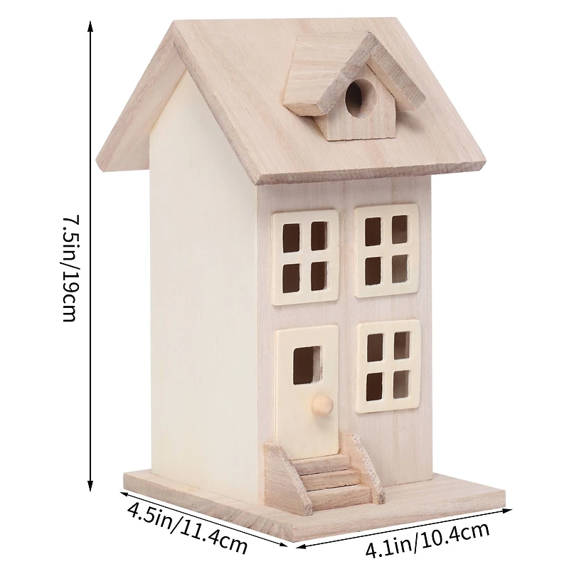 7.5" Unfinished Wood Townhouse Birdhouse by Make Market®