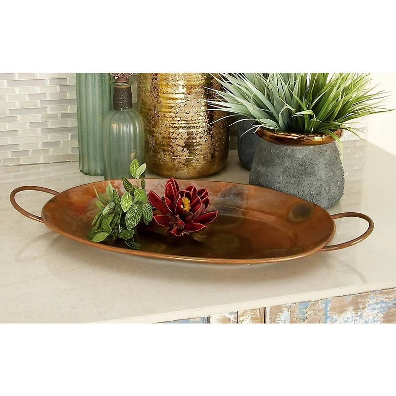 Copper Metal Rustic Tray Set