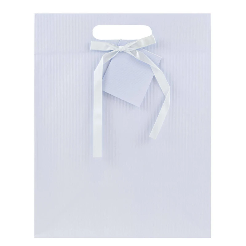 JAM Paper Medium Light Blue Pinstripe Gift Bags, 3ct.