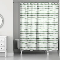 Green Painted Stripes Shower Curtain
