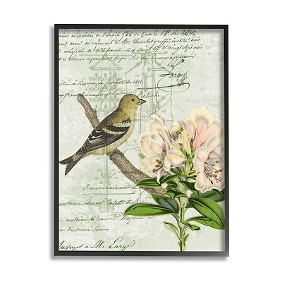 Stupell Industries Bird House Vintage Patent Lily Floral American Goldfinch Framed Wall Art