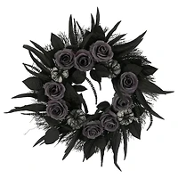 24" Black Pumpkin & Rose Wall Wreath by Ashland®