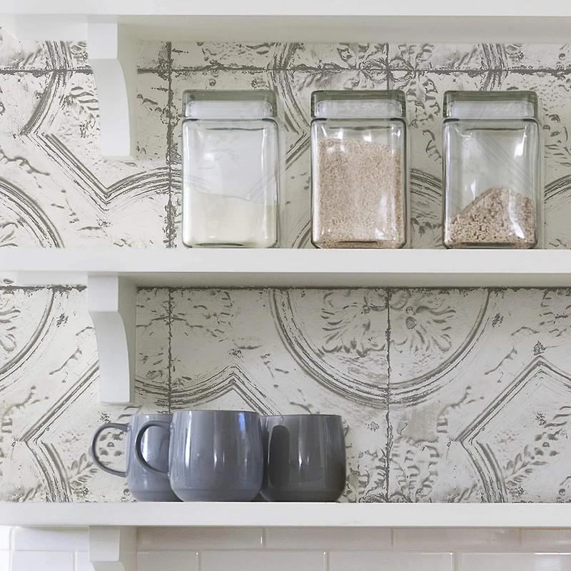 InHome Newport Tin Tile Peel & Stick Wallpaper