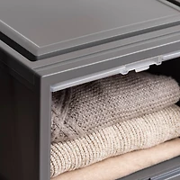 IRIS® Gray Storage Bin with Sliding Door