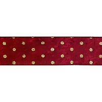 2.5" x 20ft. Burgundy & Gold Dots Wired Ribbon by Celebrate It®