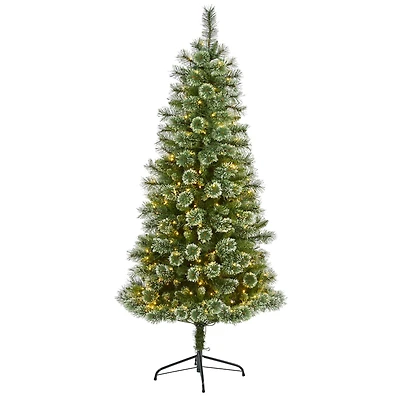 6ft. Pre-Lit Wisconsin Slim Snow Tip Pine Artificial Christmas Tree with Clear LED Lights