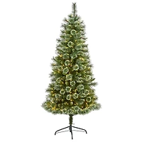 6ft. Pre-Lit Wisconsin Slim Snow Tip Pine Artificial Christmas Tree with Clear LED Lights