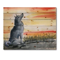 Designart - Grey Wolf Howling At The Moon