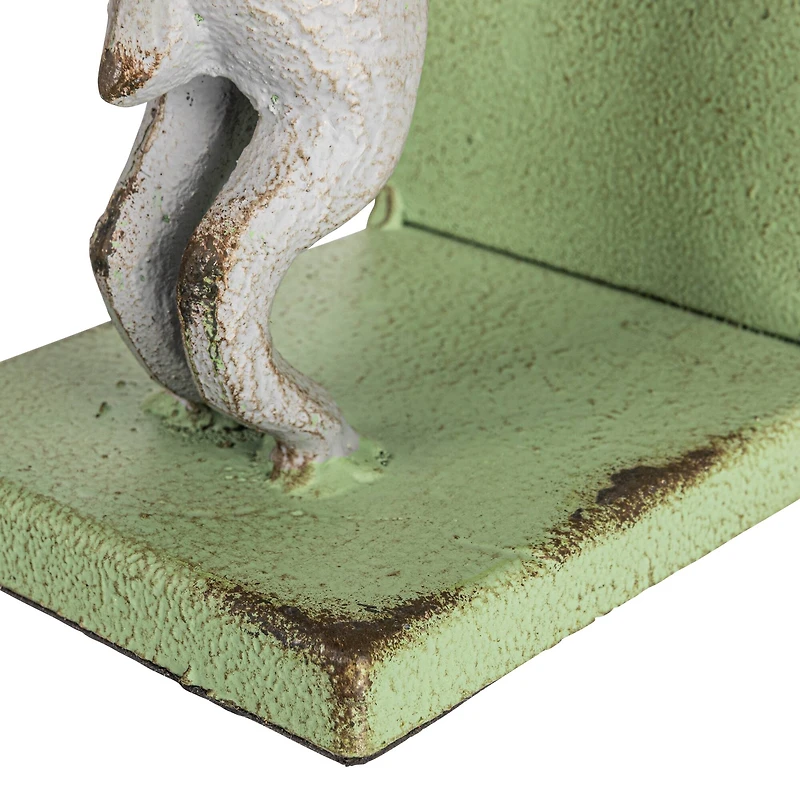 Hello Honey® 6" Gray & Green Iron Rabbit Bookends Set