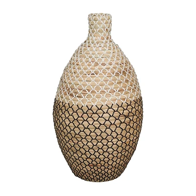 Brown Seagrass Tall Woven Floor Vase 11" x 11" x 20"