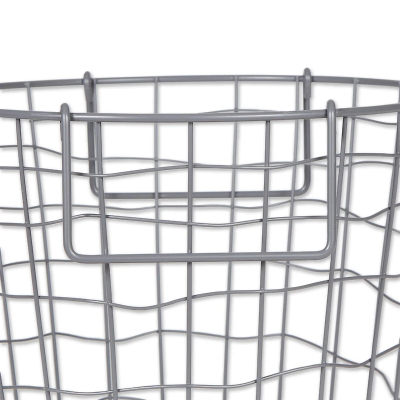DII® Small Cool Gray Round Metal Basket