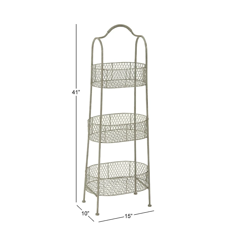 White Iron Farmhouse 3 Tier Tray Stand