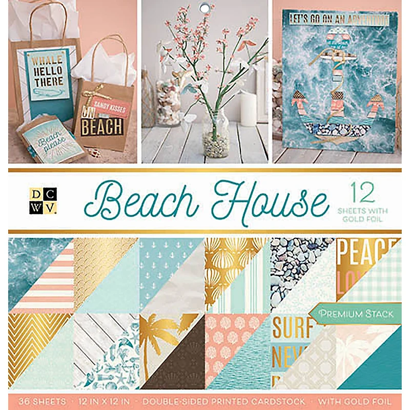 DCWV Beach House 12" x 12" Double-Sided Cardstock, 36 Sheets