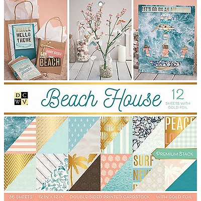 DCWV Beach House 12" x 12" Double-Sided Cardstock, 36 Sheets