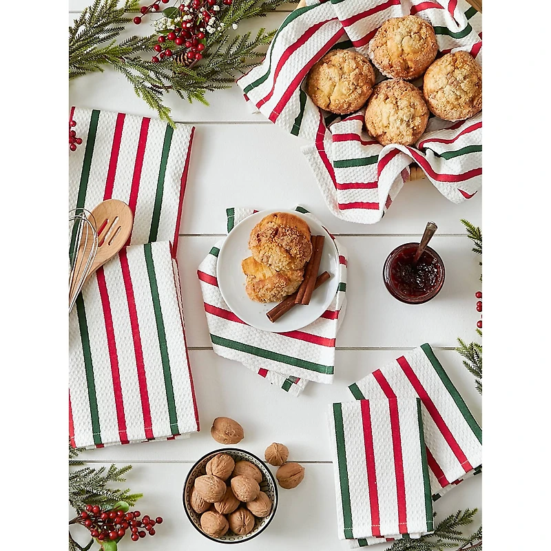 DII® Holiday Stripes Heavyweight Dishtowel & Dishcloth Set