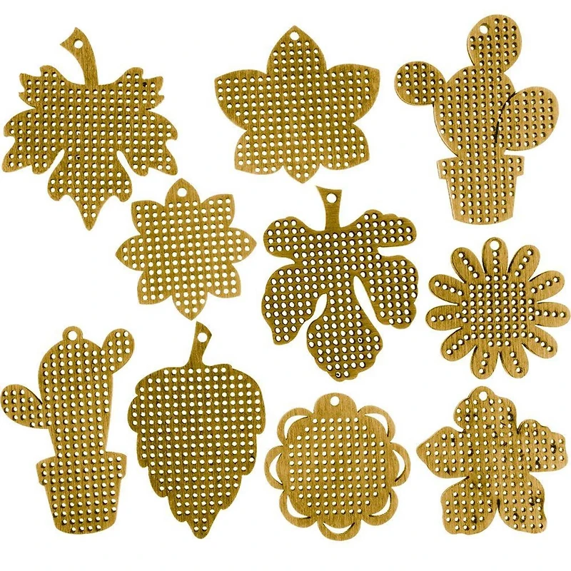 Wonderland Crafts 20 Piece Floral Wooden Embroidery Blanks