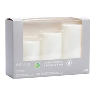 6 Packs: 3 ct. (18 total) White LED Pillar Candles by Ashland®