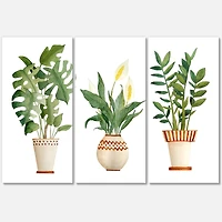 Designart - Houseplant Monstera & Peace Lily In Terra Cotta
