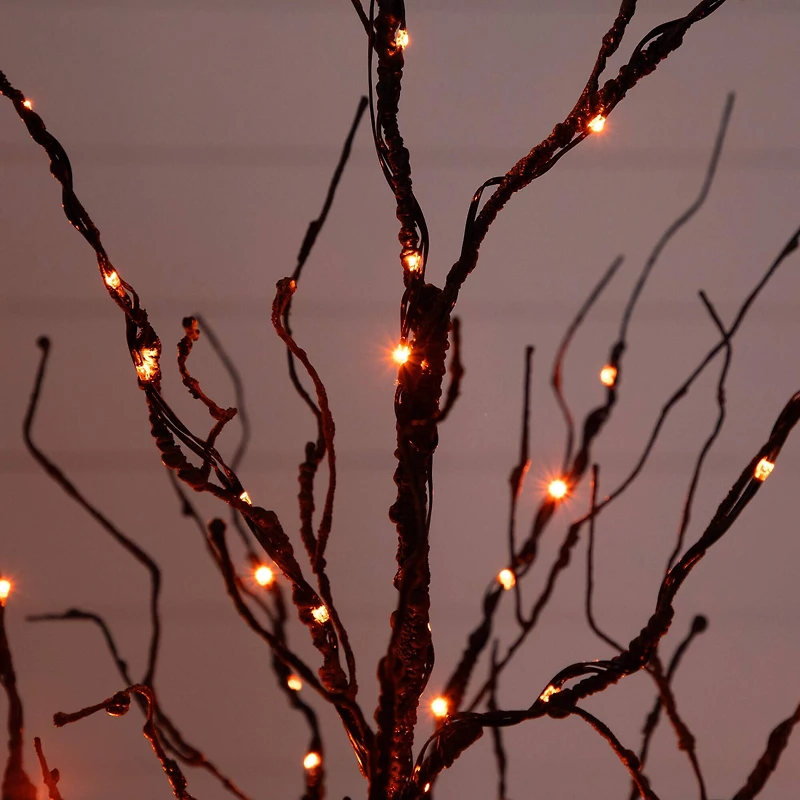 4ft. Pre-Lit Halloween Black Twig Artificial Tree with 180 Orange & Purple LED Lights