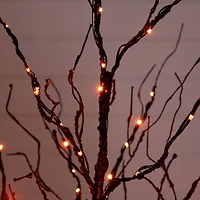 4ft. Pre-Lit Halloween Black Twig Artificial Tree with 180 Orange & Purple LED Lights
