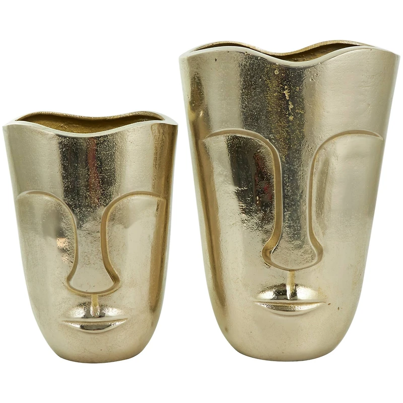 Gold Glam Aluminum Face Vase Set