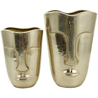 Gold Glam Aluminum Face Vase Set