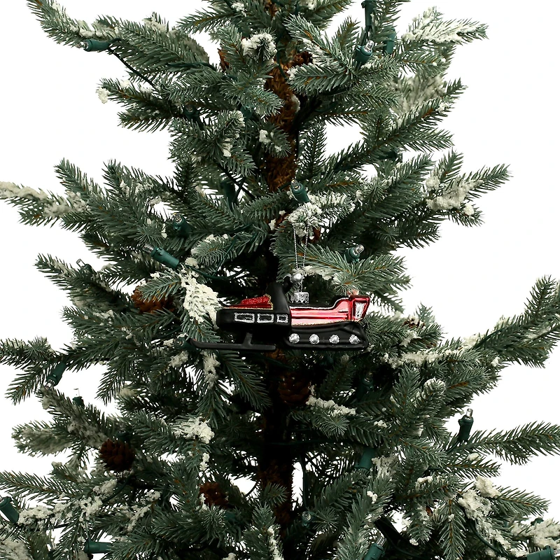 5" Black & Red Glass Snowmobile Ornament by Ashland®