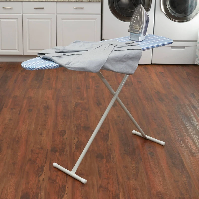 Household Essentials Ironing Board with Steel Top and Striped Design