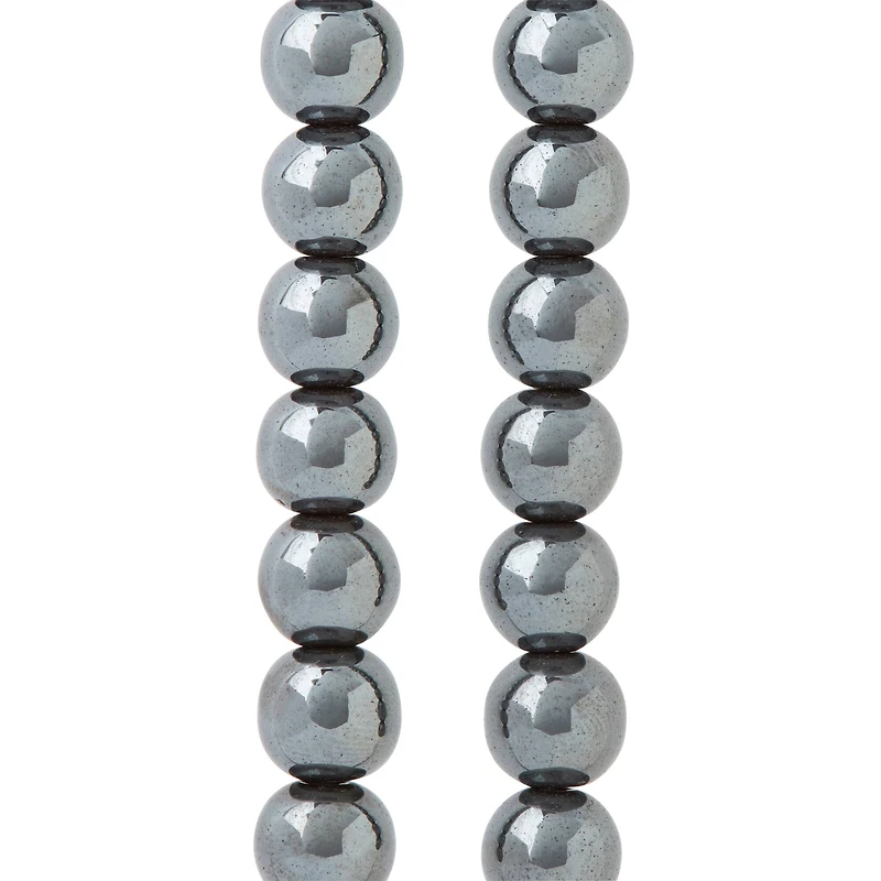 12 Pack: Gray Hematite Stone Round Beads, 10mm by Bead Landing™
