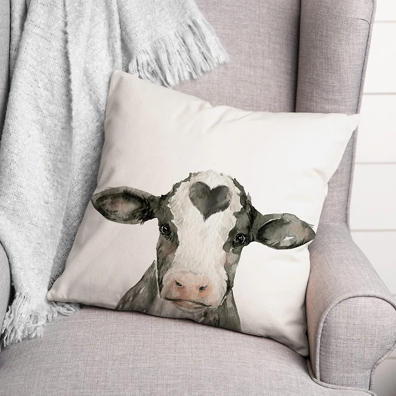 Cow with Heart Indoor/Outdoor Pillow
