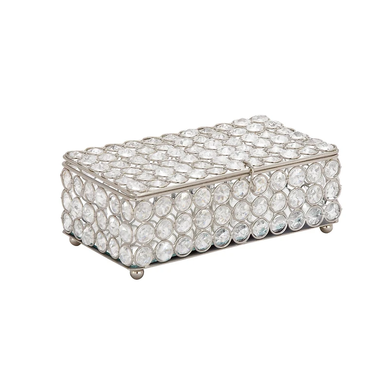 Silver Crystal Glam Jewelry Box