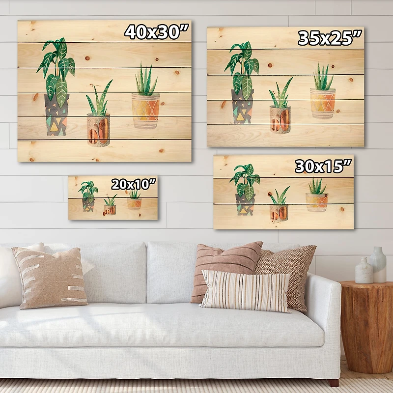 Designart - Three Potted Houseplants